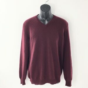 Club Room Mens Sweater V-Neck 100% Cashmere Pullover Long Sleeve Burgundy Sz S